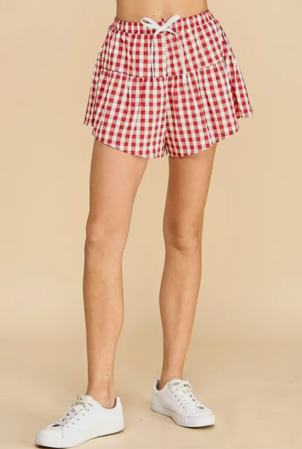 CHERRY BOMB GINGHAM RUFFLE SHORTS