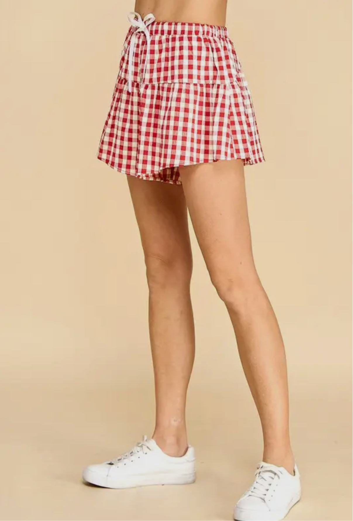 CHERRY BOMB GINGHAM RUFFLE SHORTS