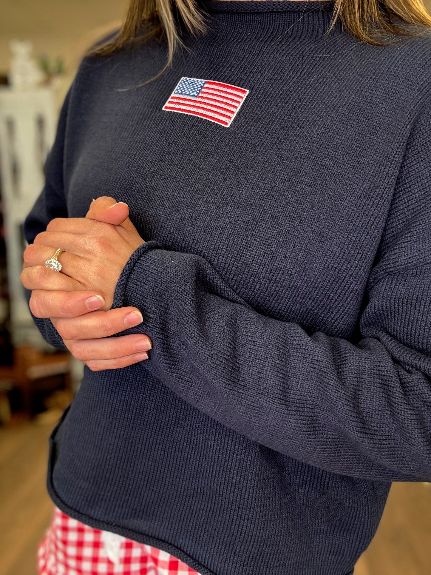 USA Flag Embroidered Sweater