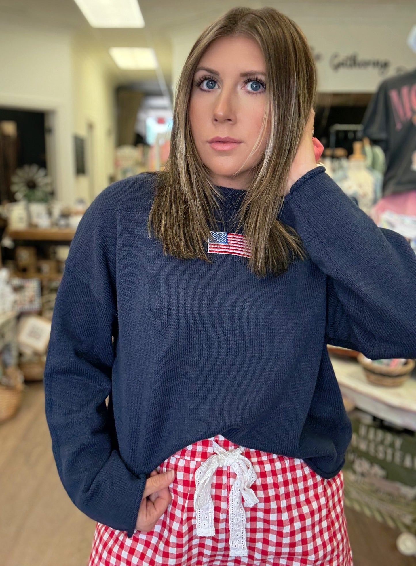 USA Flag Embroidered Sweater