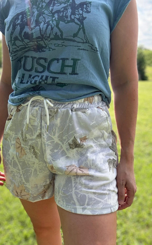 GLACIER GRAY CAMO DRAWSTRING SHORTS