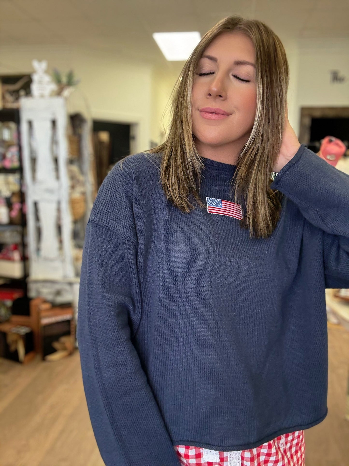 USA Flag Embroidered Sweater