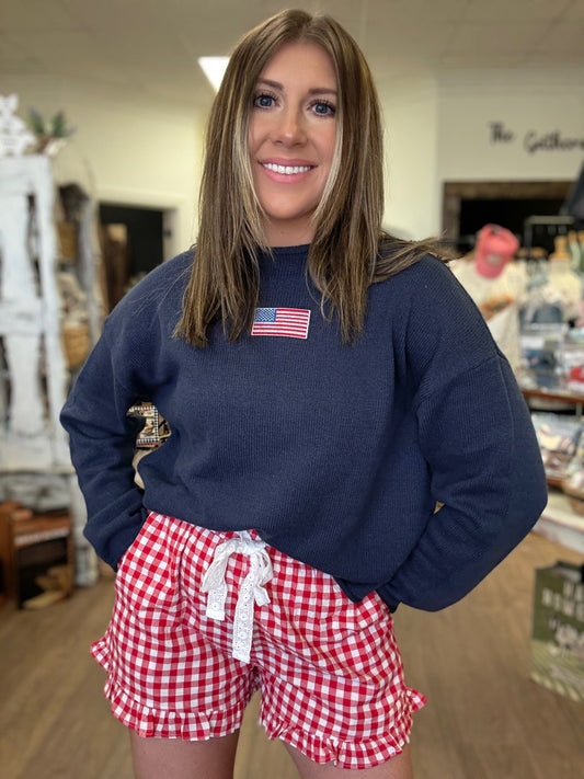 USA Flag Embroidered Sweater