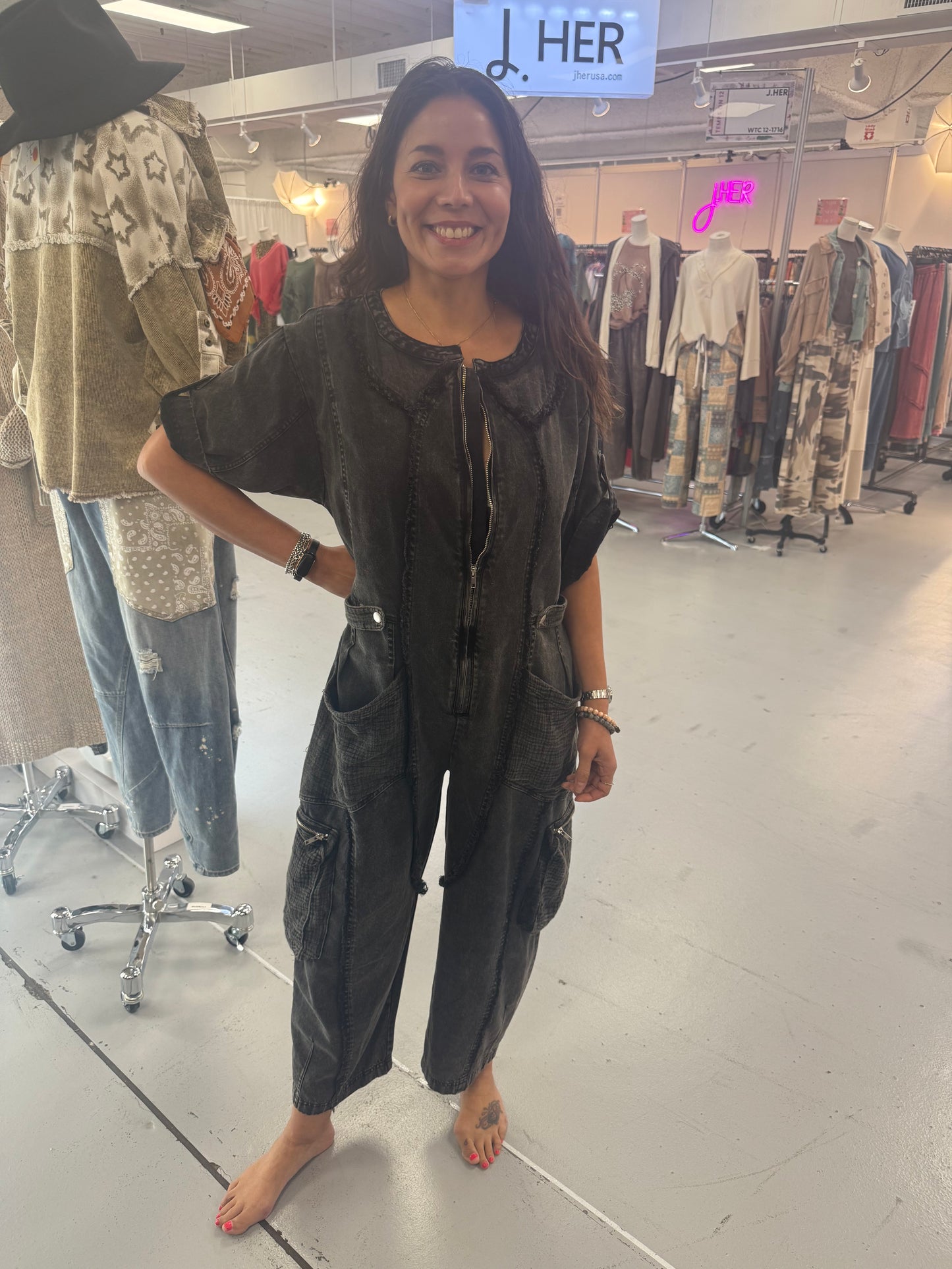 MIDNIGHT CARGO JUMPSUIT