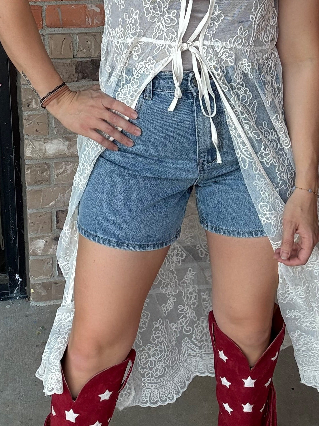 Delicate Tie Front Lace Overlay