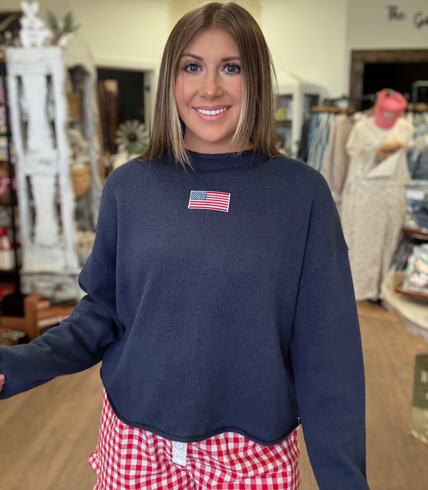 USA Flag Embroidered Sweater