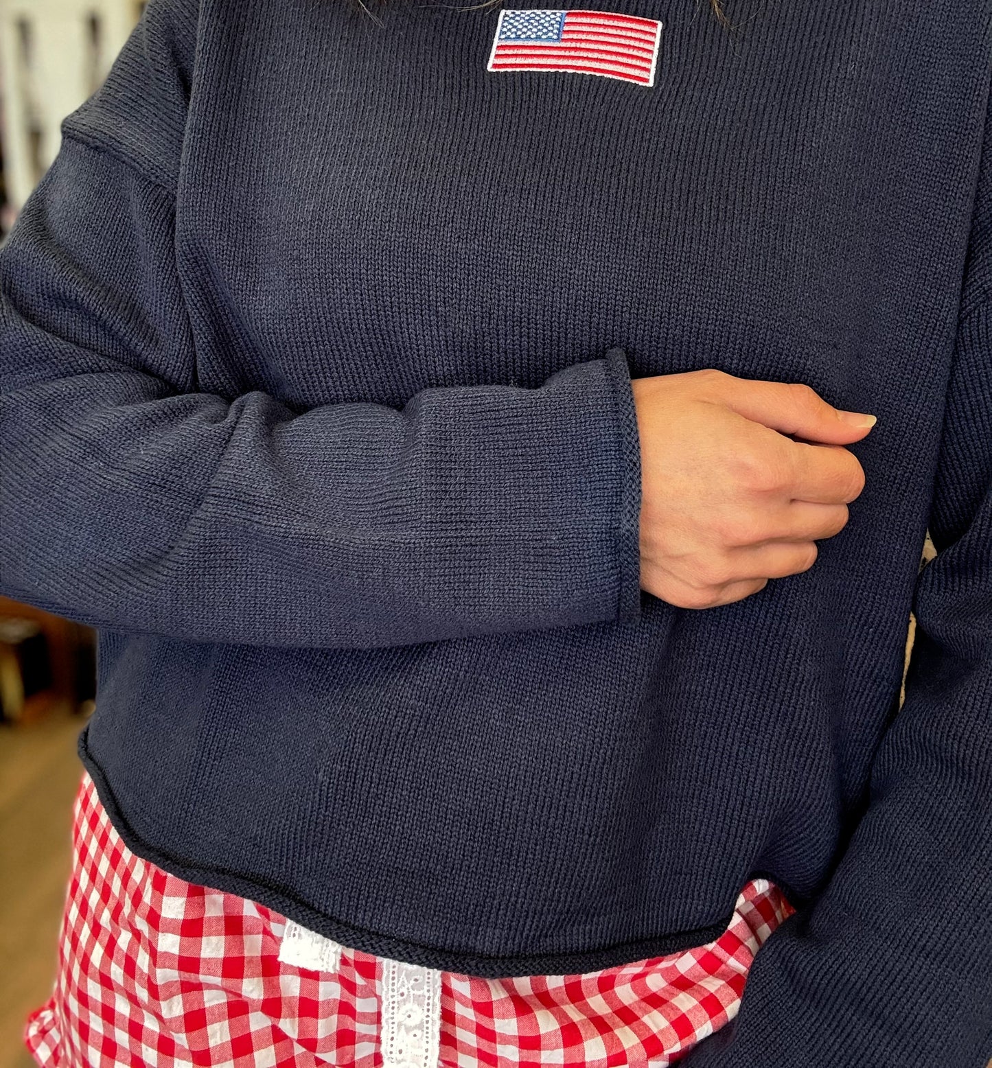 USA Flag Embroidered Sweater