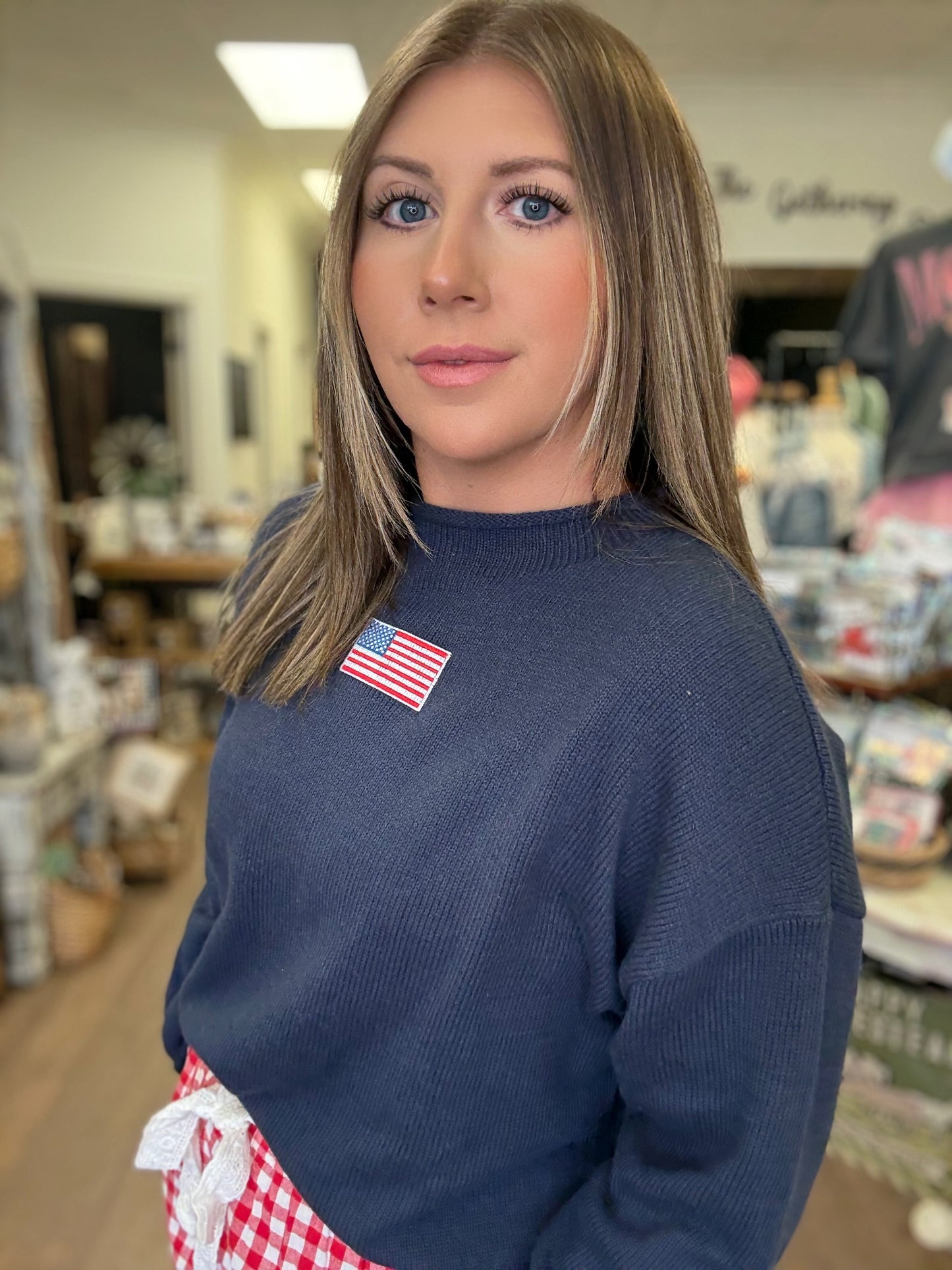 USA Flag Embroidered Sweater