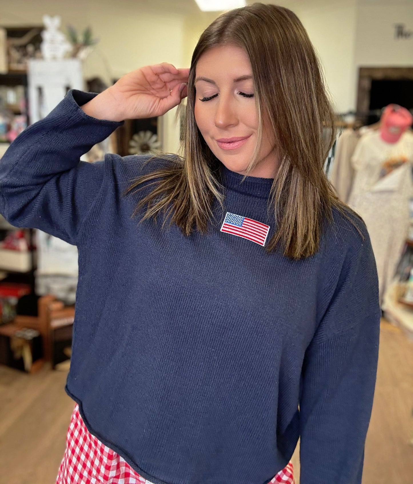 USA Flag Embroidered Sweater
