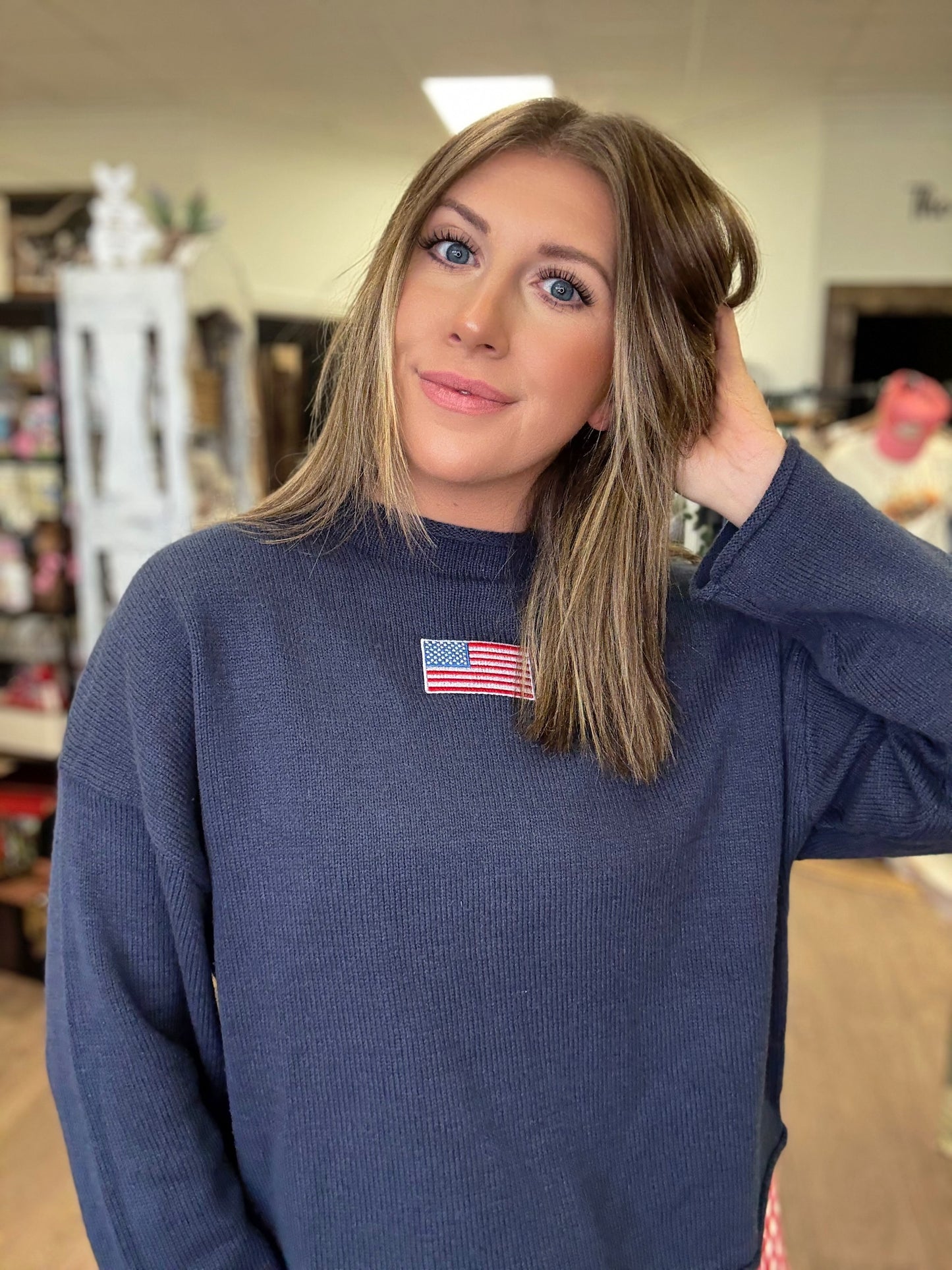 USA Flag Embroidered Sweater